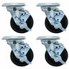 Bk Resources 4-inch Plate Casters, Polyolefin Wheels, Top Lock Brake, 300lb Capacity, 4PK 4SBR-1PT-LDP-PS4